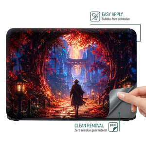 Fantasy Samurai Red Forest Laptop Skin - View 4