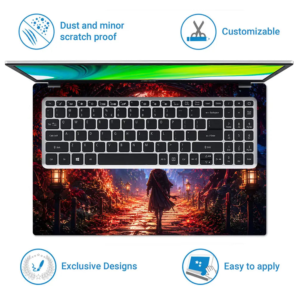 Fantasy Samurai Red Forest Laptop Skin - View 5