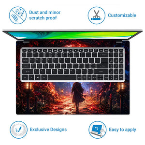 Fantasy Samurai Red Forest Laptop Skin - View 5