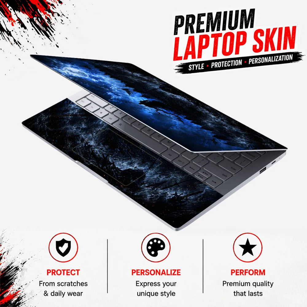 Fantasy Warriors Moonlit Battlefield Laptop Skin - View 3