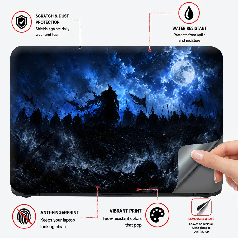 Fantasy Warriors Moonlit Battlefield Laptop Skin - View 4
