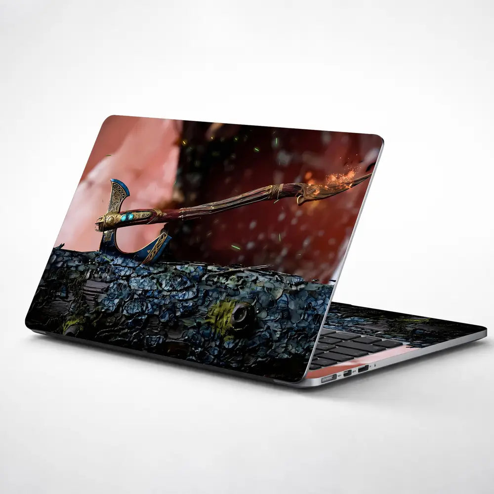Fantasy Weapon On Rustic Background Laptop Skin - View 1