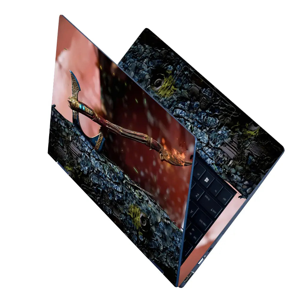 Fantasy Weapon On Rustic Background Laptop Skin - View 2