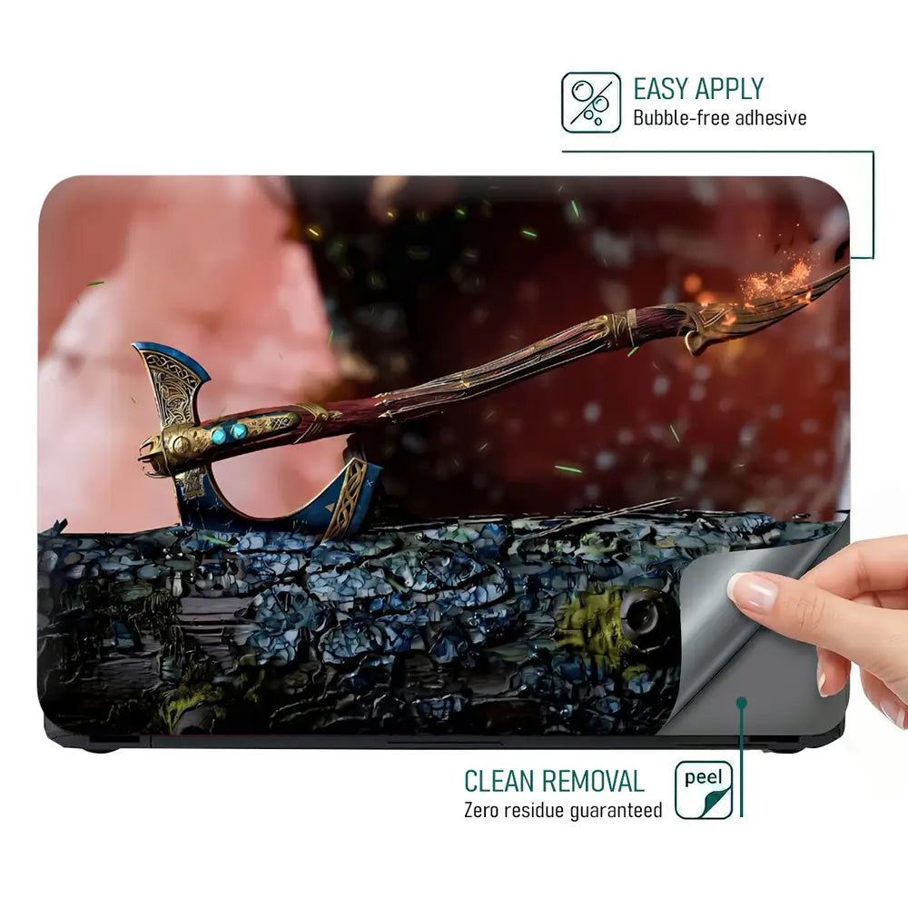 Fantasy Weapon On Rustic Background Laptop Skin - View 4