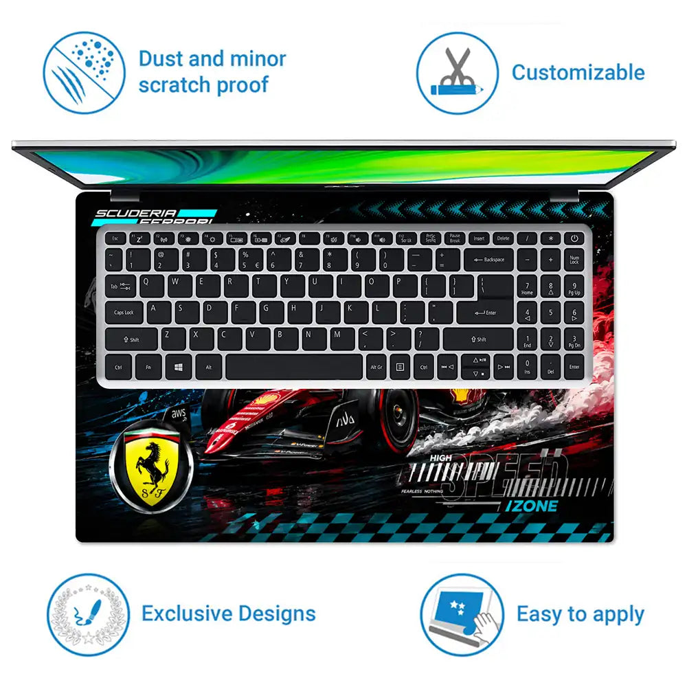 Ferrari F1 Scuderia Graffiti Dark Laptop Skin - View 5