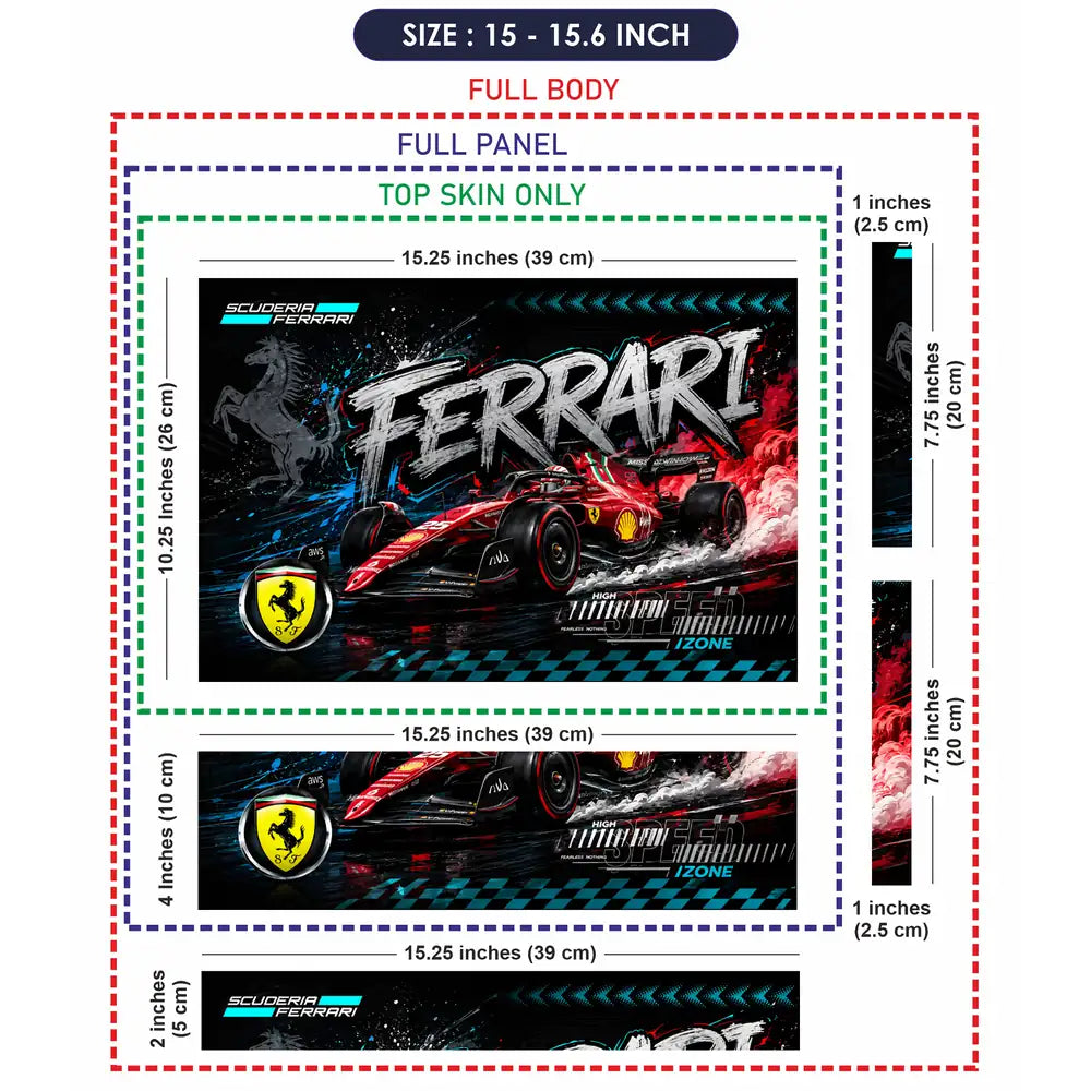 Ferrari F1 Scuderia Graffiti Dark Laptop Skin - View 8