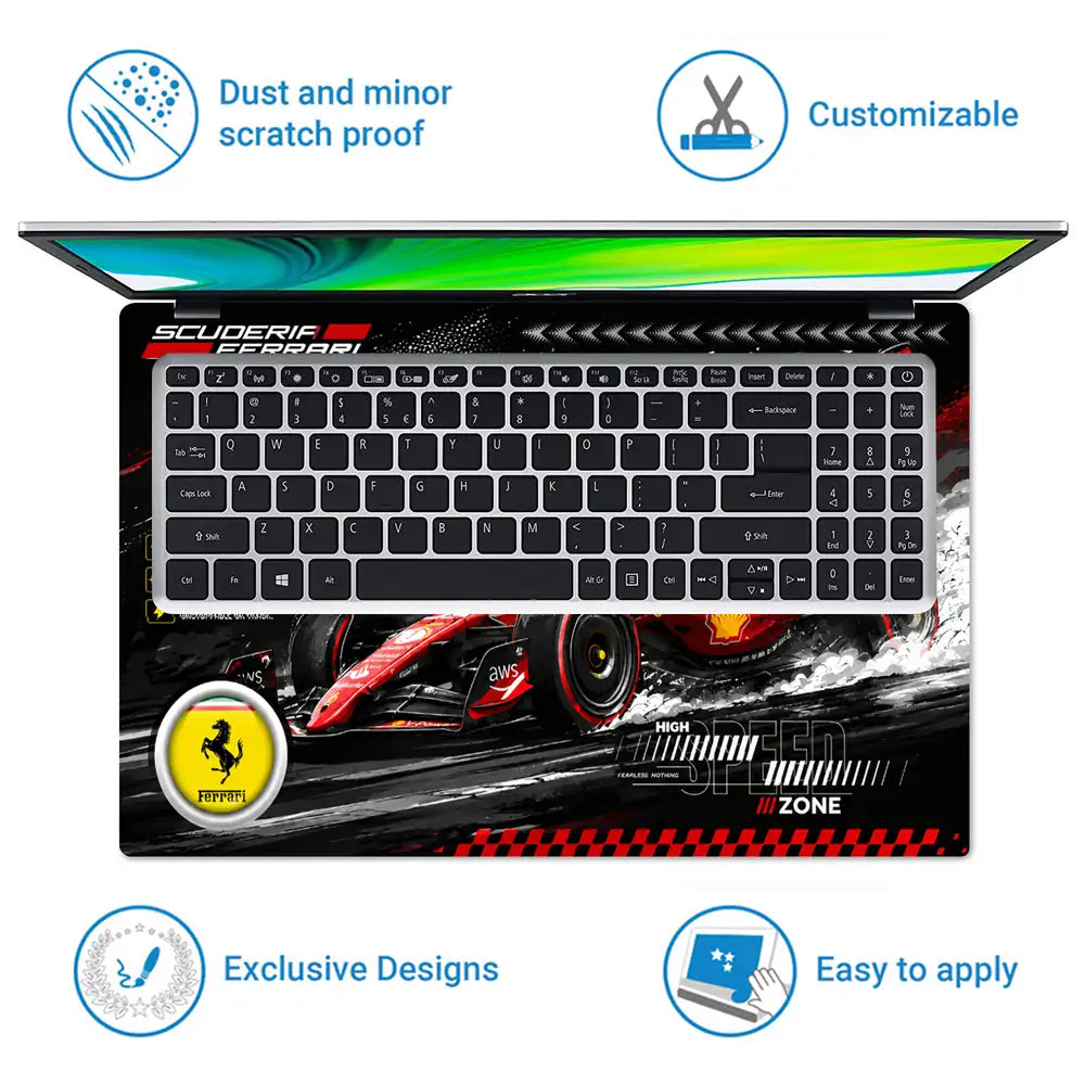 Ferrari F1 Scuderia Red Brush Laptop Skin - View 5