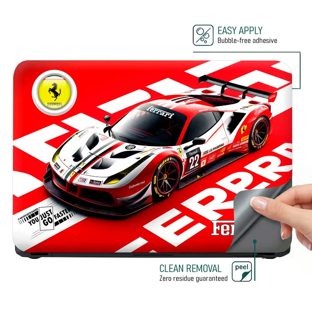 Ferrari Racing Car Laptop Skin - View 4