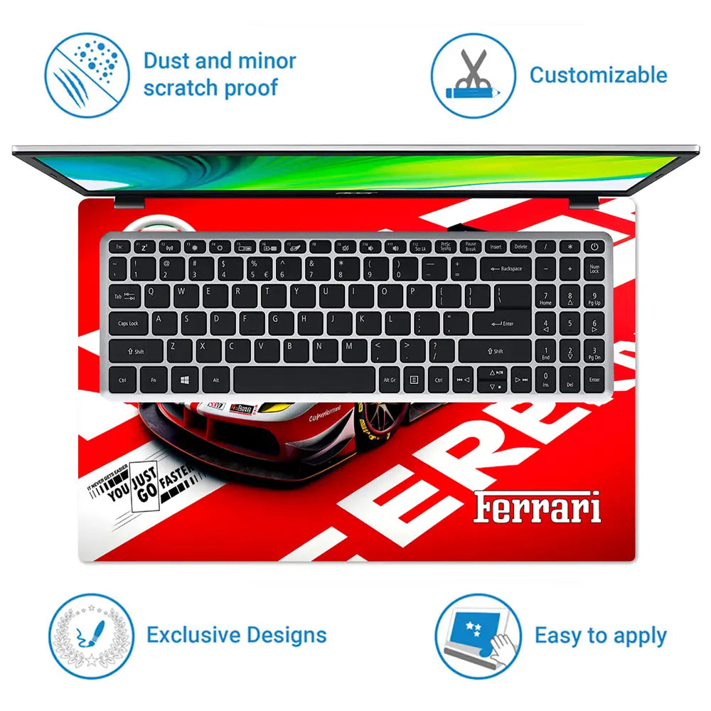 Ferrari Racing Car Laptop Skin - View 5