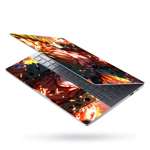 Fiery Anime Hero With Explosive Energy Laptop Skin - View 3