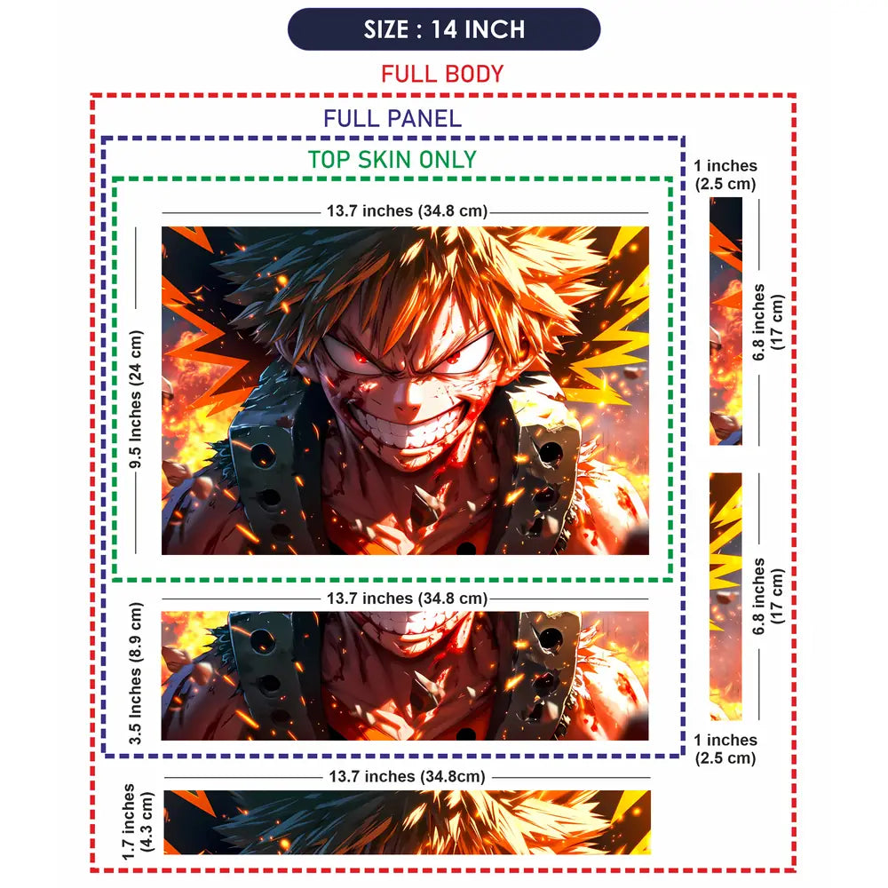 Fiery Anime Hero With Explosive Energy Laptop Skin - View 7