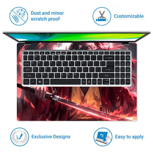 Fiery Samurai In Red And Black Laptop Skin - View 5