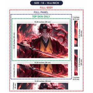Fiery Samurai In Red And Black Laptop Skin - View 8
