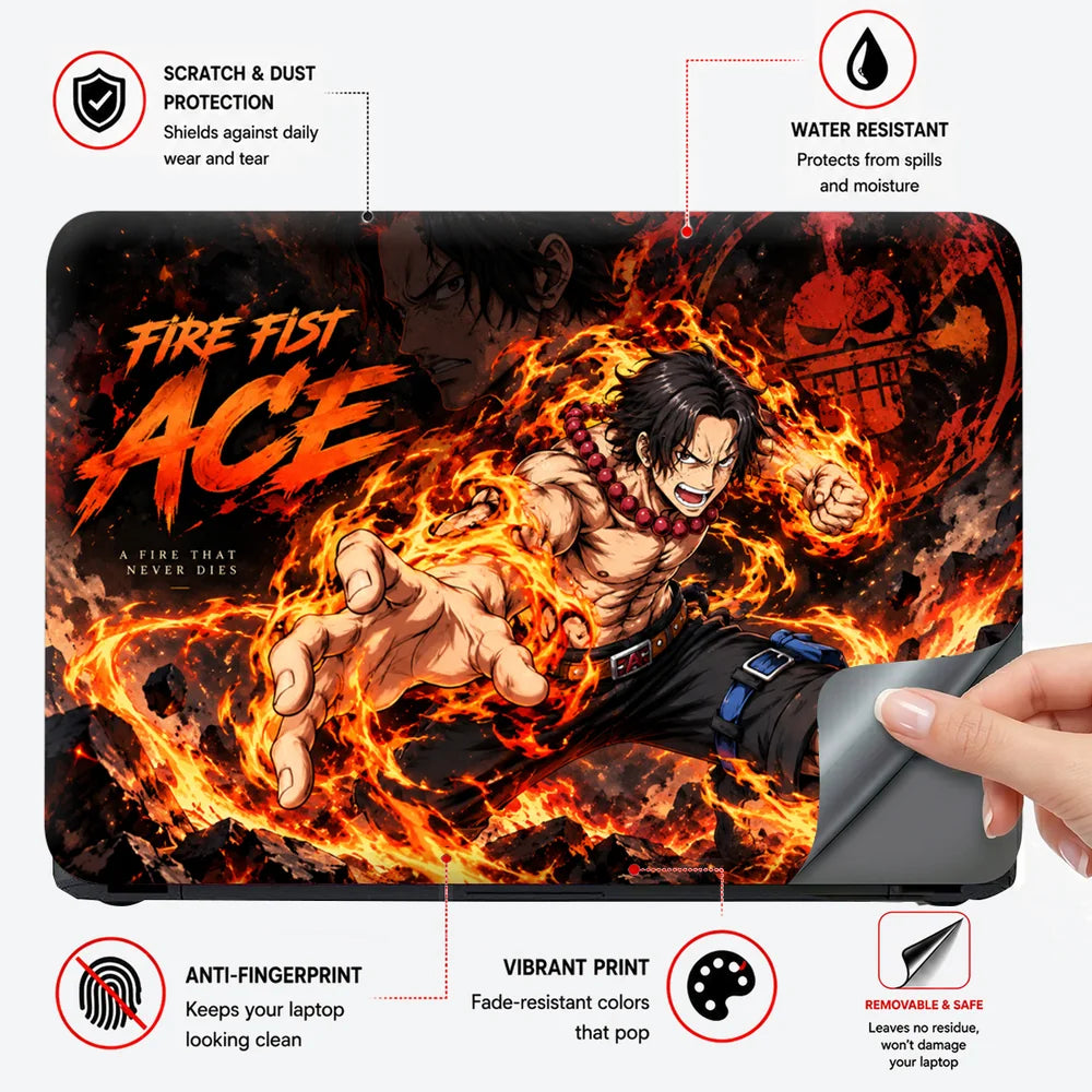 Fire Fist Ace Flames Unleashed Laptop Skin - View 4