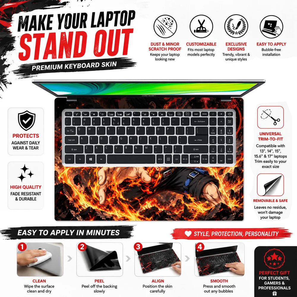 Fire Fist Ace Flames Unleashed Laptop Skin - View 5