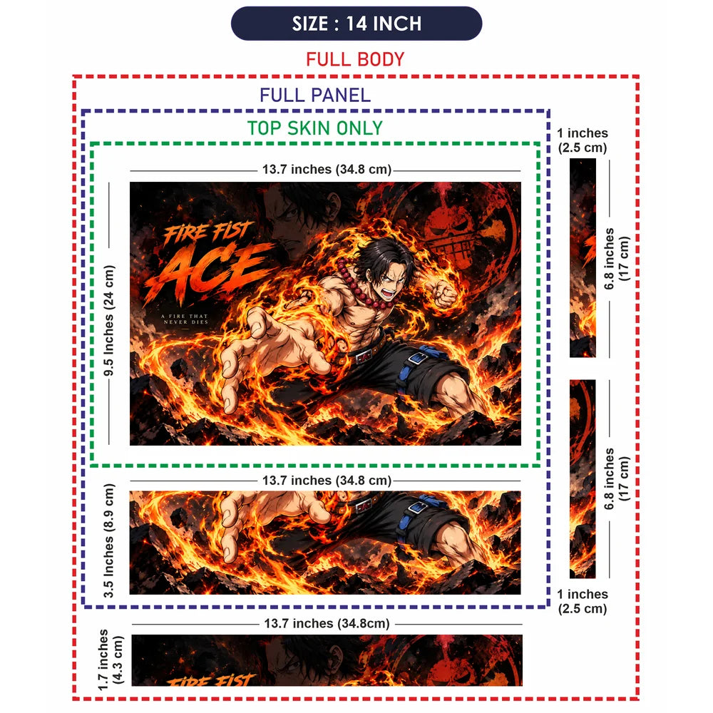 Fire Fist Ace Flames Unleashed Laptop Skin - View 7