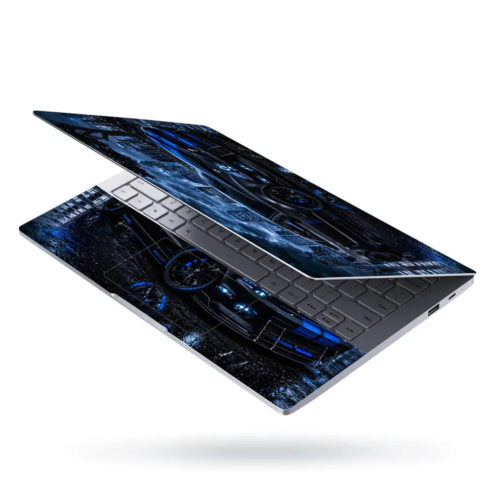 Ford Mustang Black Blue Night City Laptop Skin - View 3