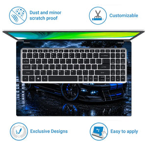Ford Mustang Black Blue Night City Laptop Skin - View 5