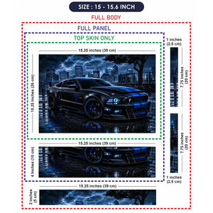 Ford Mustang Black Blue Night City Laptop Skin - View 8