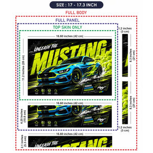 Ford Mustang Blue Yellow Neon Laptop Skin - View 9