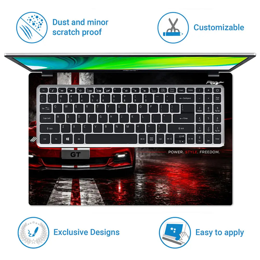 Ford Mustang GT Power Style Laptop Skin - View 5