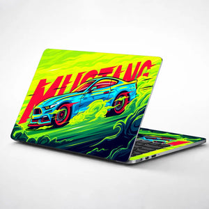 Ford Mustang Neon Green Laptop Skin - View 1
