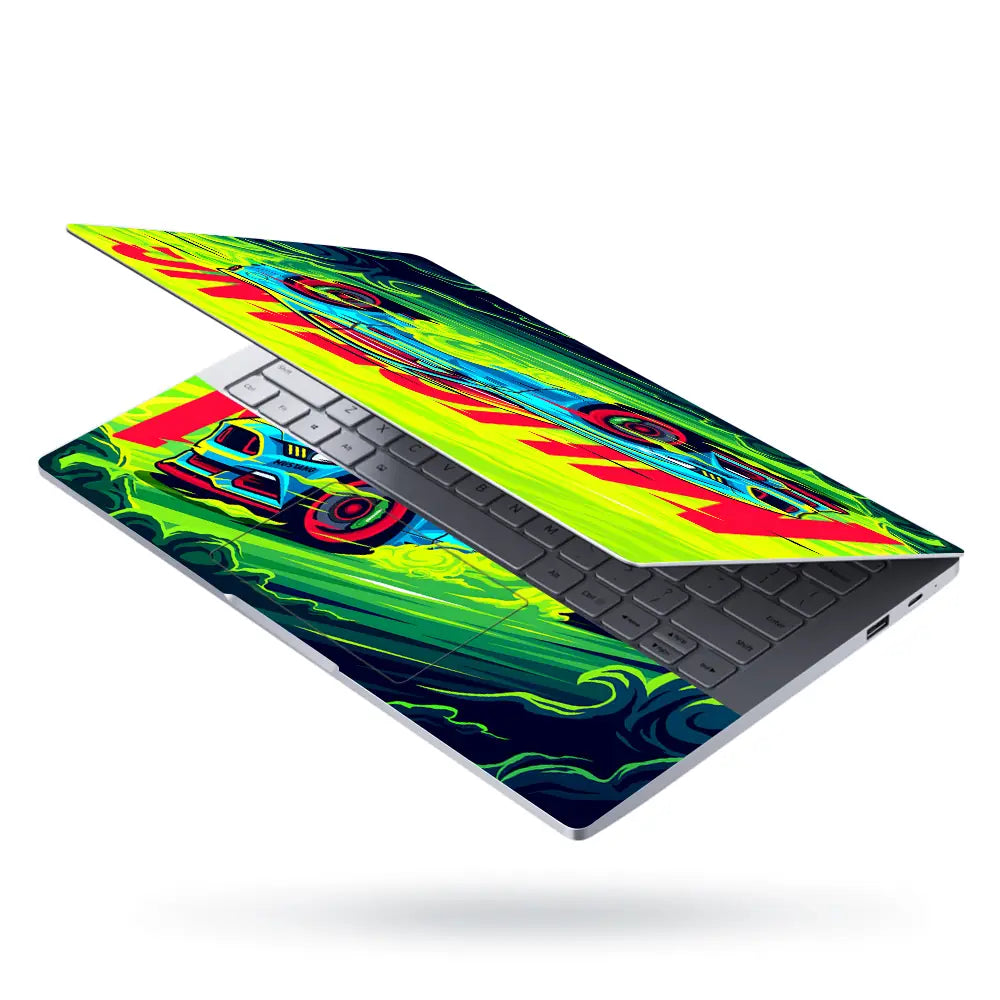 Ford Mustang Neon Green Laptop Skin - View 3