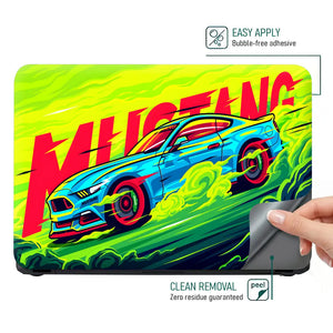 Ford Mustang Neon Green Laptop Skin - View 4