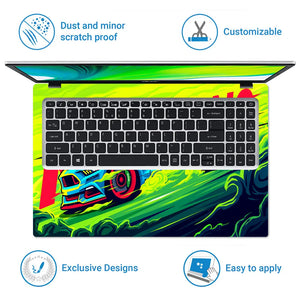 Ford Mustang Neon Green Laptop Skin - View 5