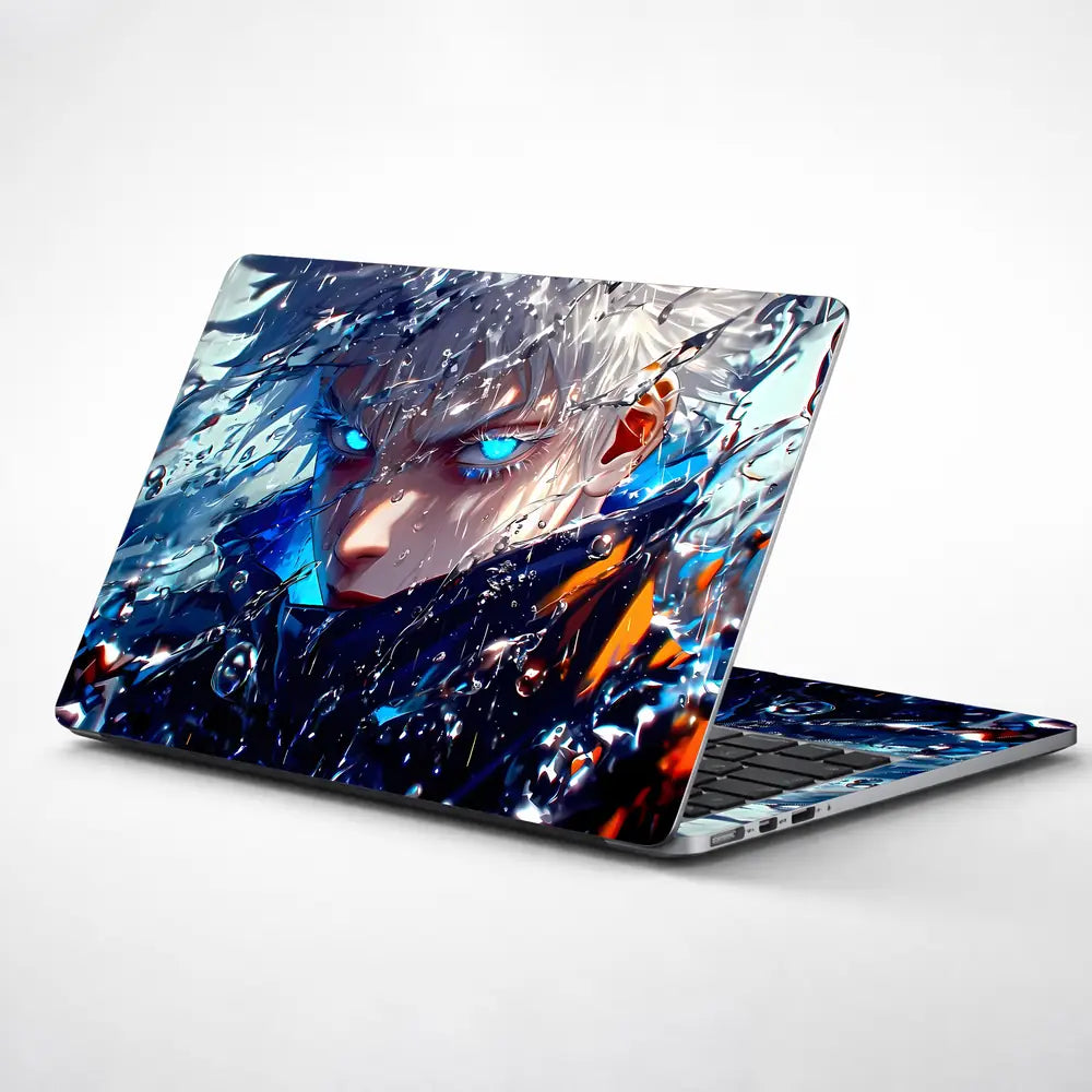 Futuristic Cyberpunk Warrior With Water Effects Laptop Skin - View 1