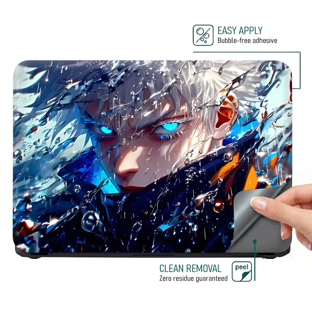 Futuristic Cyberpunk Warrior With Water Effects Laptop Skin - View 4
