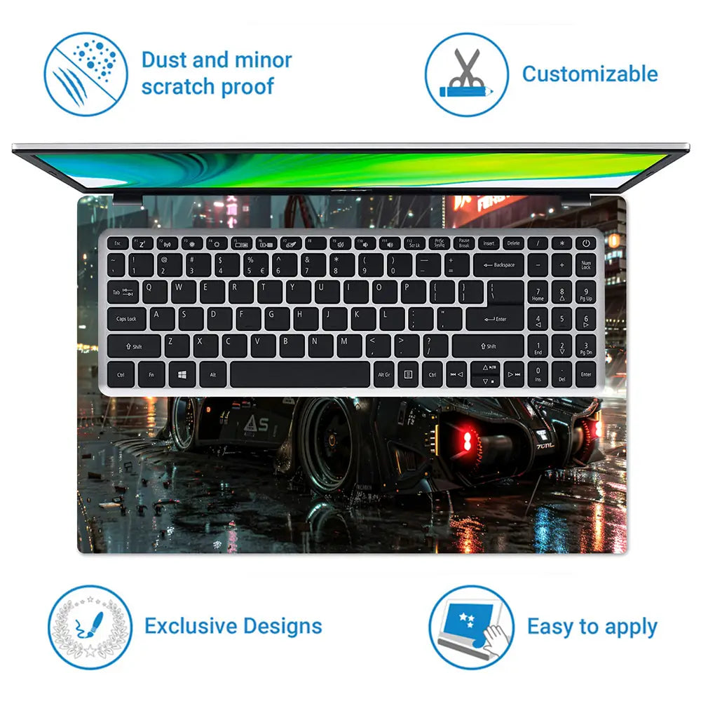 Futuristic Street Racer Laptop Skin - View 5