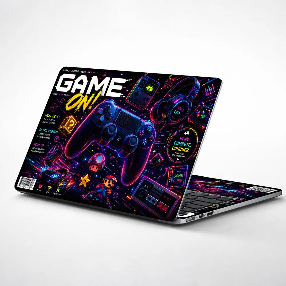Gaming Arcade Game On Neon Laptop Skin - View 1