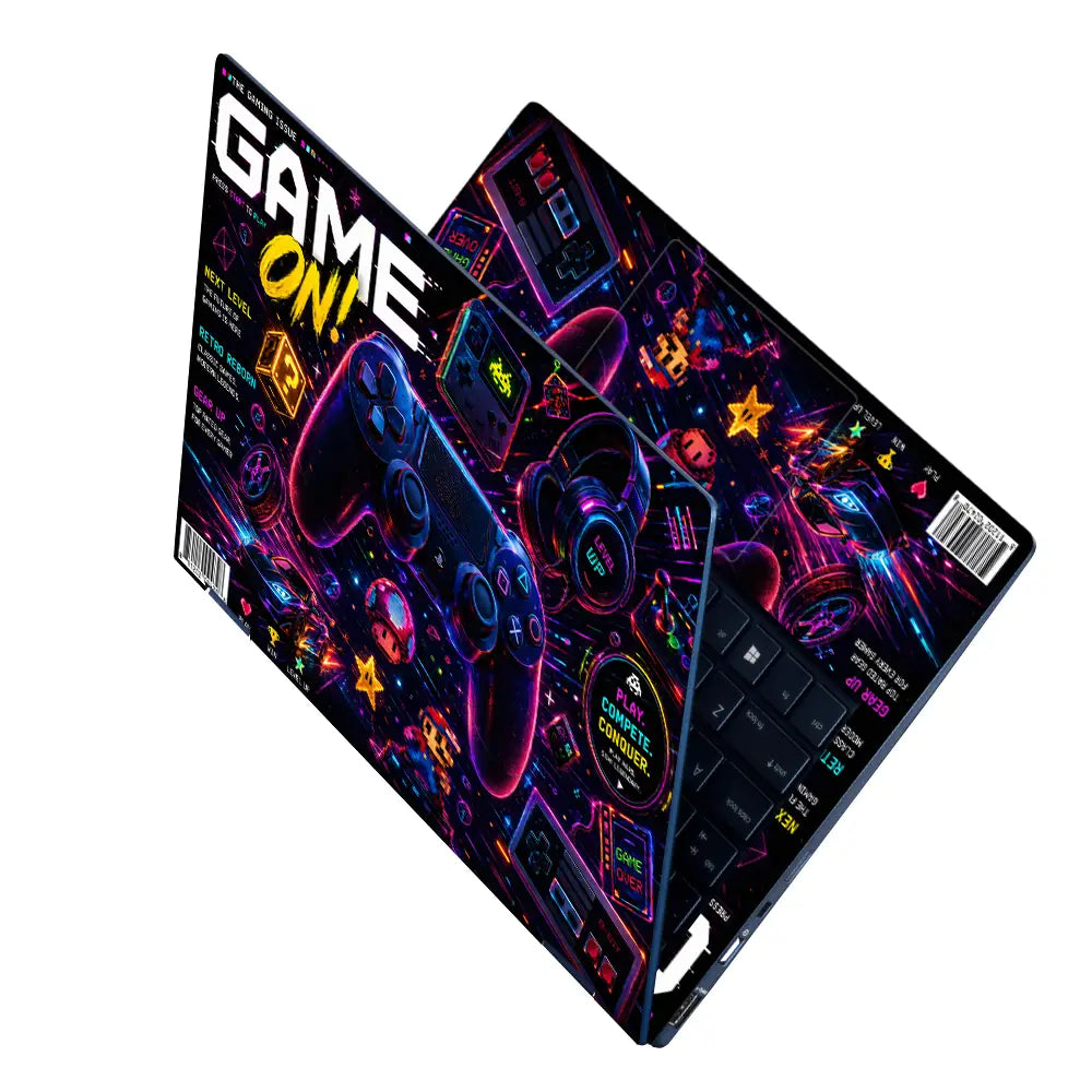 Gaming Arcade Game On Neon Laptop Skin - View 2