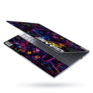 Gaming Arcade Game On Neon Laptop Skin - View 3