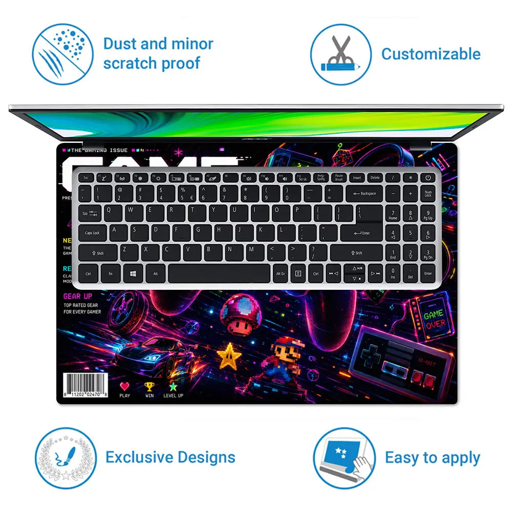 Gaming Arcade Game On Neon Laptop Skin - View 5