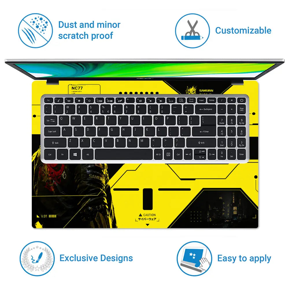 Gaming Cyberpunk 2077 Samurai Back Yellow Laptop Skin - View 5
