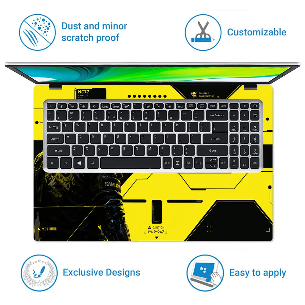 Gaming Cyberpunk 2077 Samurai Front Yellow Laptop Skin - View 5