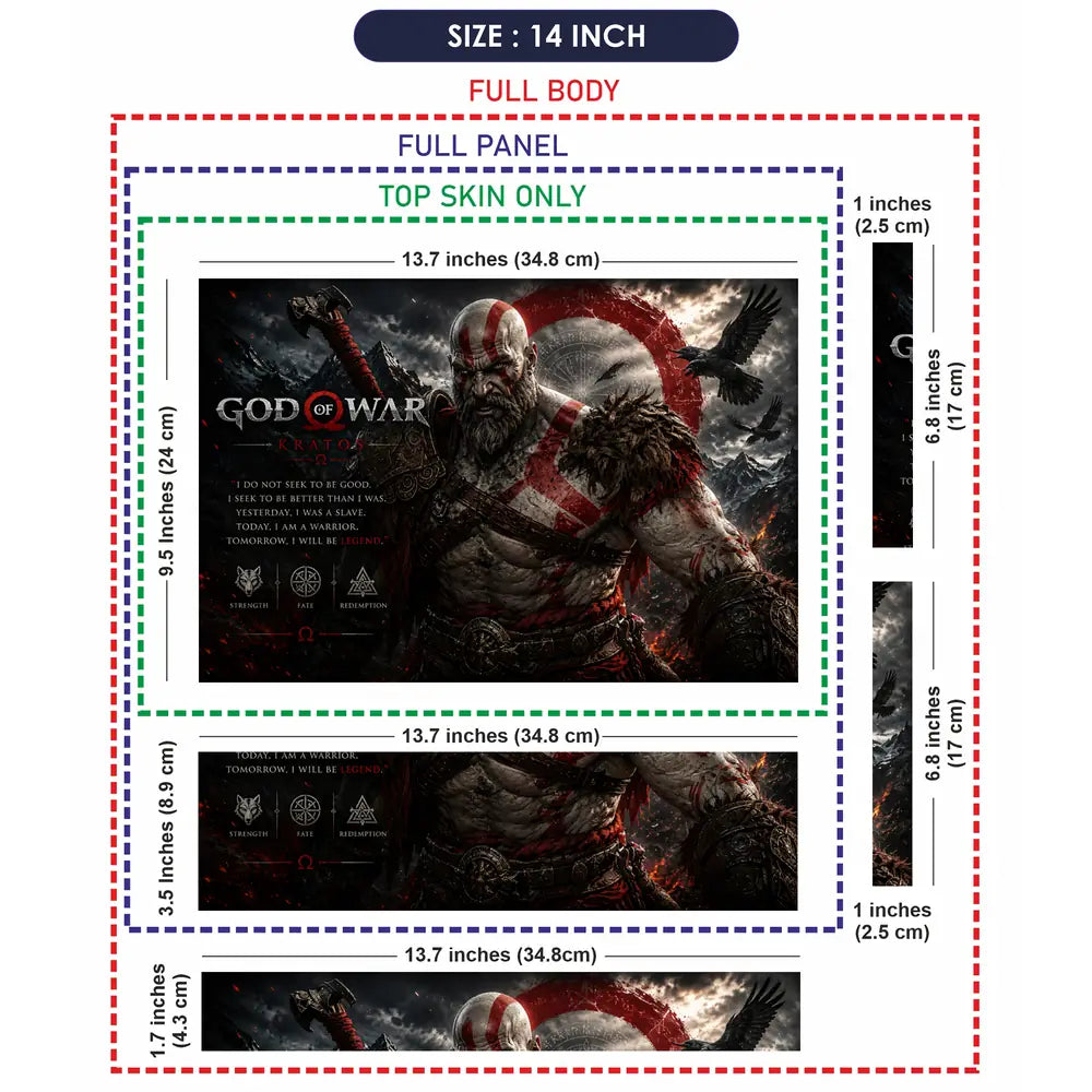 Gaming God Of War Kratos Axe Shoulder Crow Laptop Skin - View 7