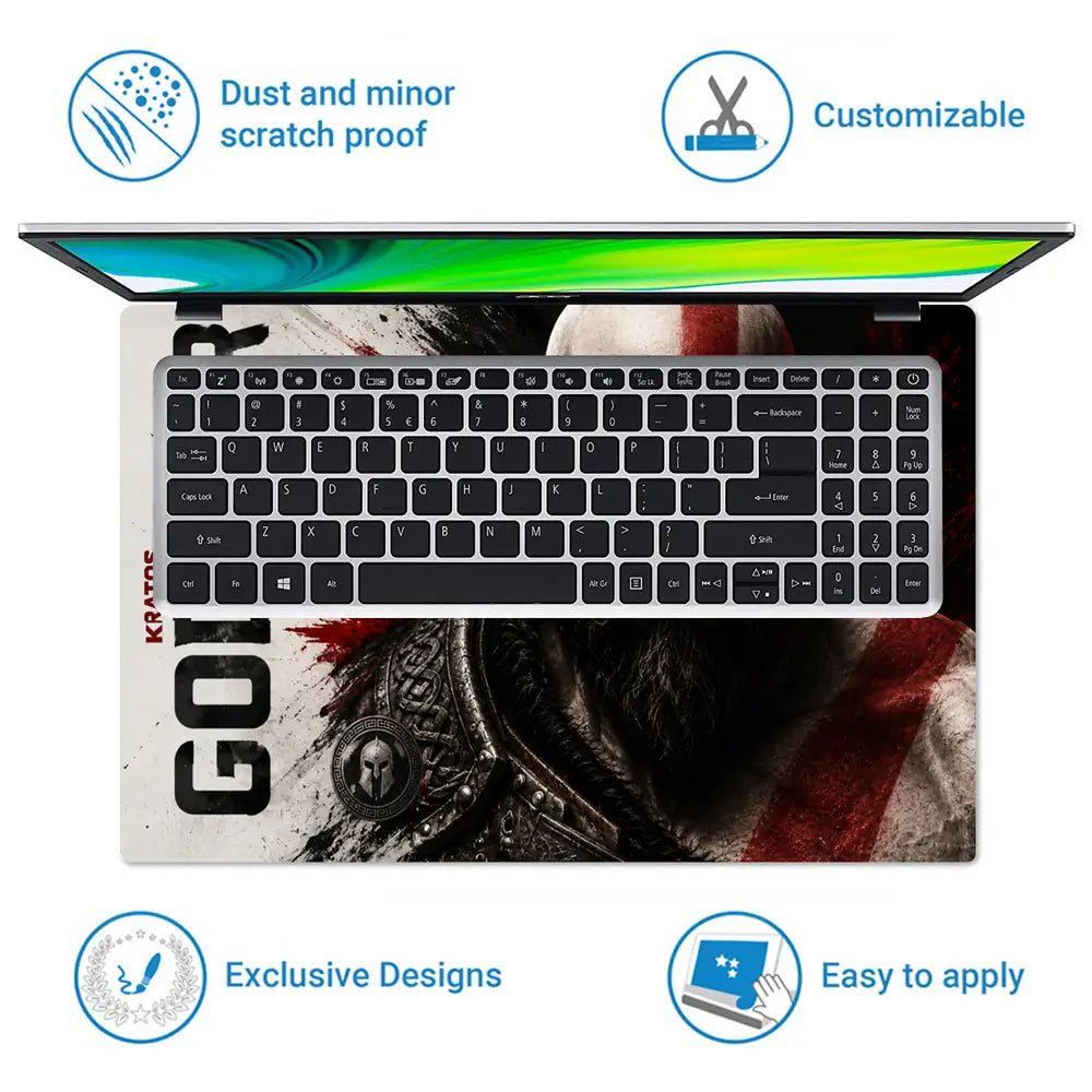 Gaming God Of War Kratos Beard Vengeance Profile Laptop Skin - View 5