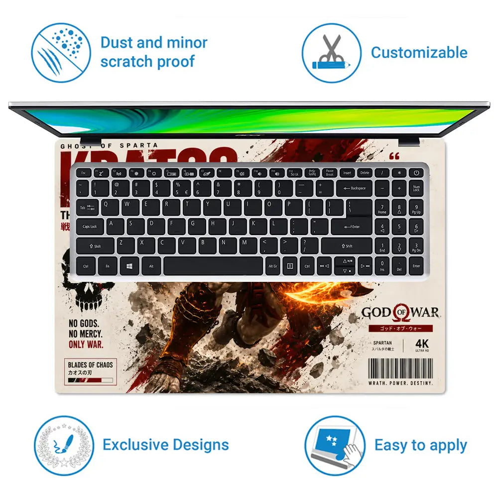 Gaming God Of War Kratos Blades Of Chaos Laptop Skin - View 5