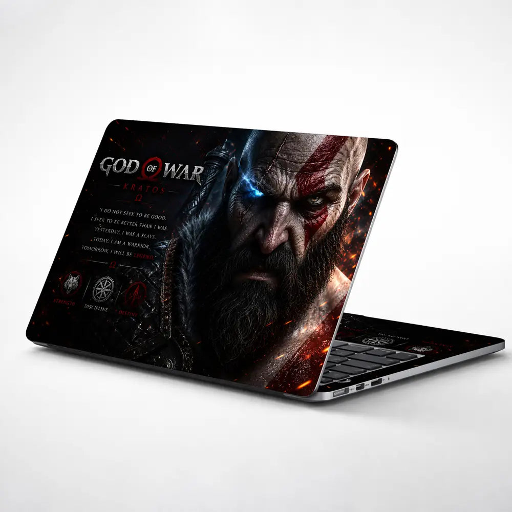 Gaming God Of War Kratos Blue Eye Warrior Laptop Skin - View 1