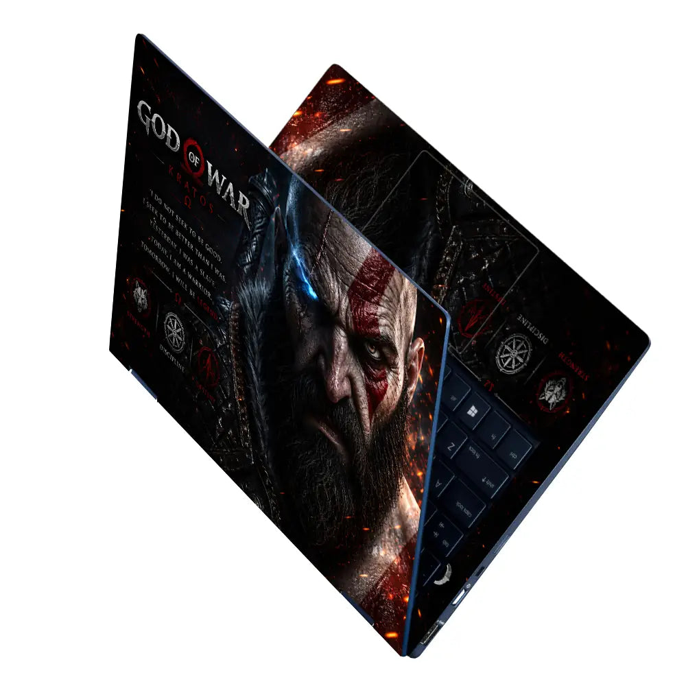 Gaming God Of War Kratos Blue Eye Warrior Laptop Skin - View 2