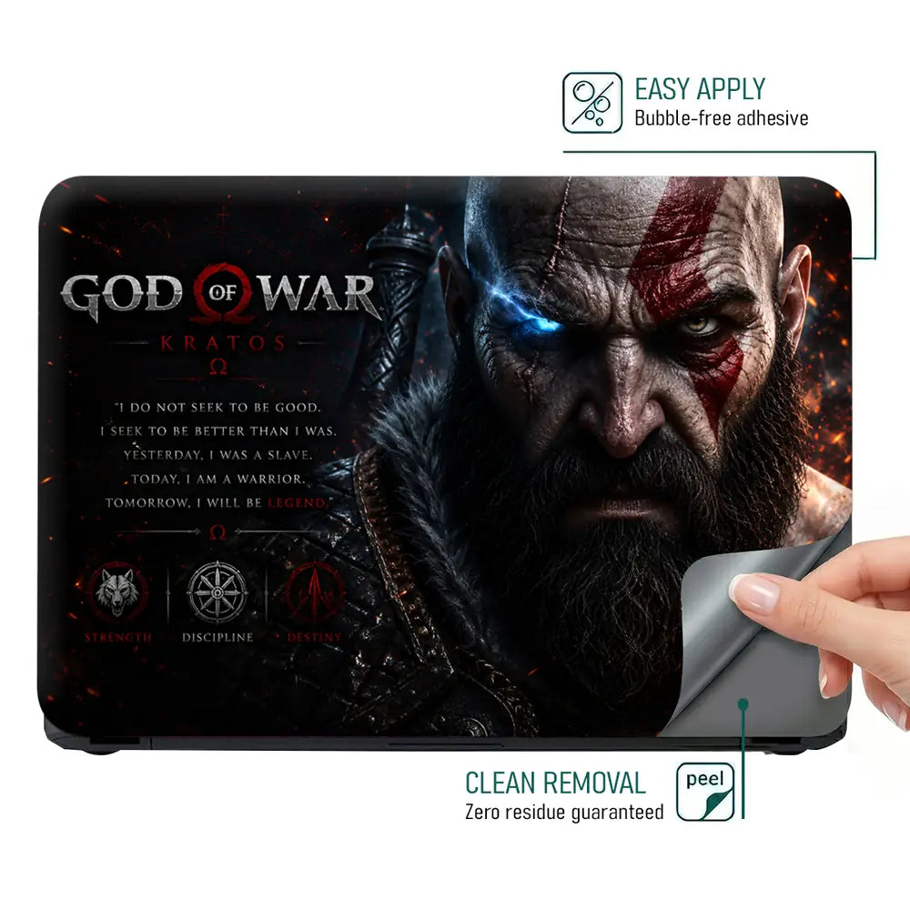 Gaming God Of War Kratos Blue Eye Warrior Laptop Skin - View 4