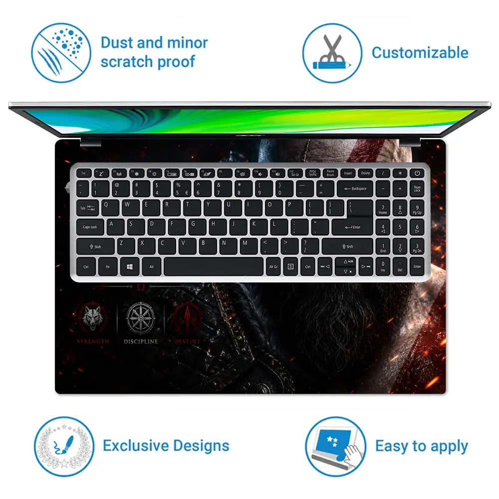 Gaming God Of War Kratos Blue Eye Warrior Laptop Skin - View 5
