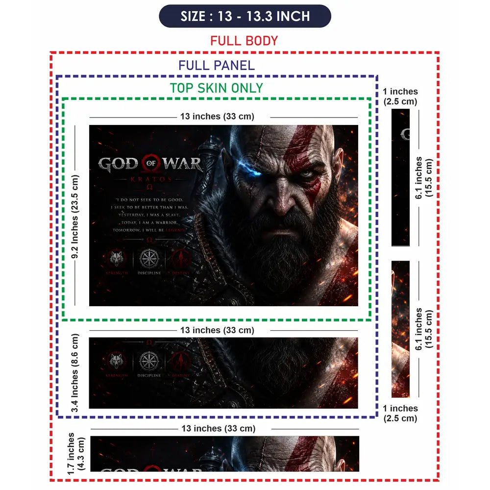 Gaming God Of War Kratos Blue Eye Warrior Laptop Skin - View 6