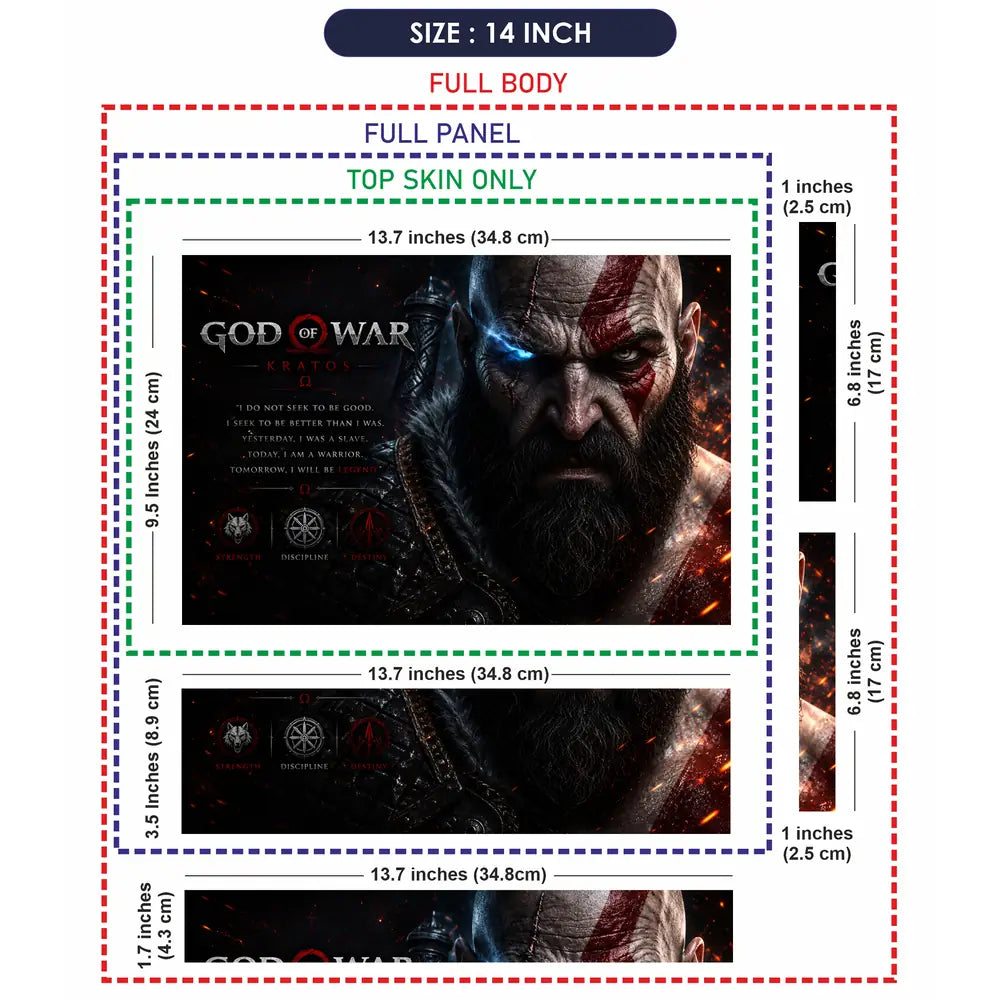 Gaming God Of War Kratos Blue Eye Warrior Laptop Skin - View 7