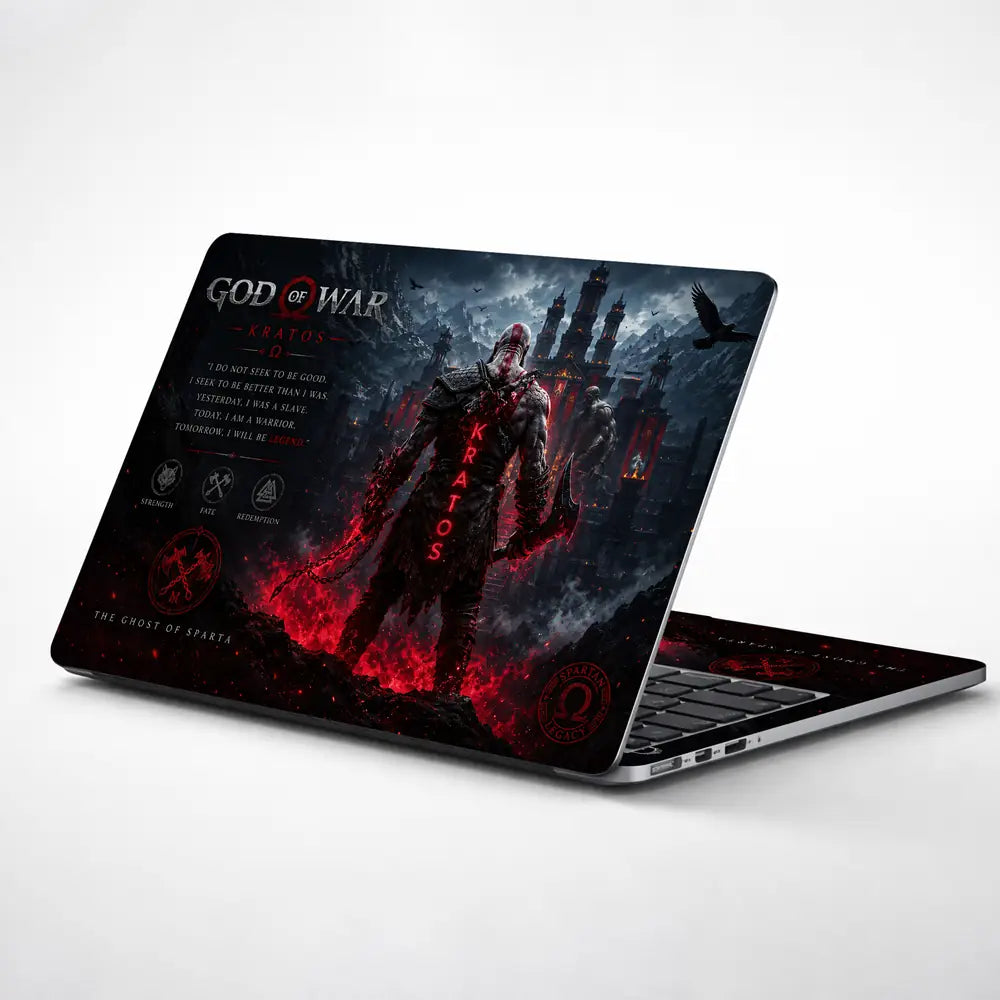 Gaming God Of War Kratos Castle Back View Laptop Skin - View 1