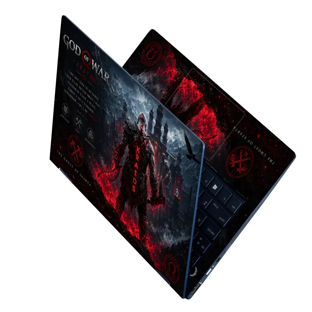 Gaming God Of War Kratos Castle Back View Laptop Skin - View 2