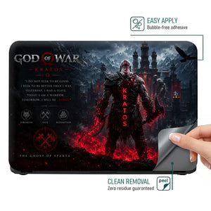 Gaming God Of War Kratos Castle Back View Laptop Skin - View 4